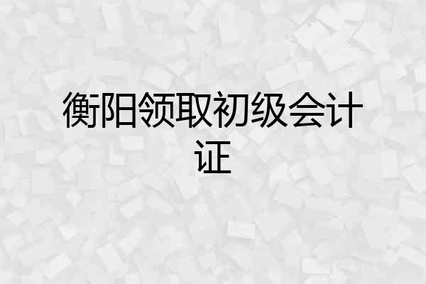 衡阳领取初级会计证