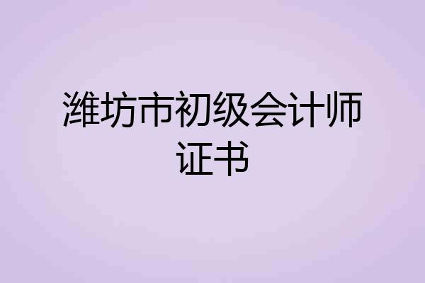 潍坊市初级会计师证书