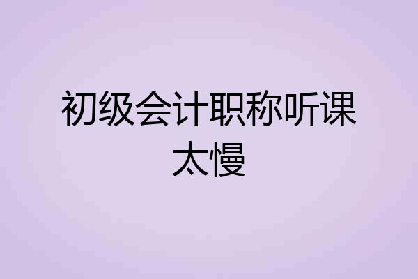 初级会计职称听课太慢