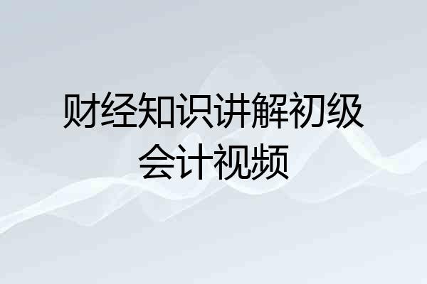财经知识讲解初级会计视频