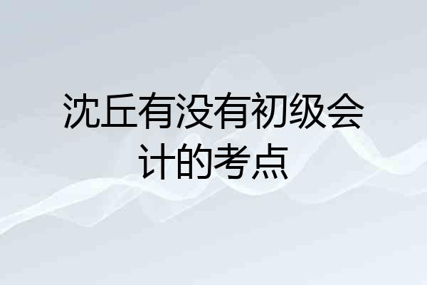 沈丘有没有初级会计的考点