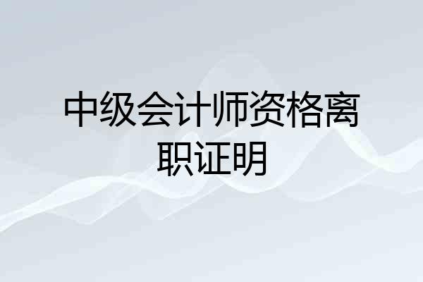 中级会计师资格离职证明