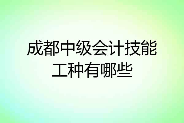 成都中级会计技能工种有哪些