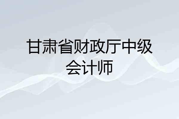 甘肃省财政厅中级会计师