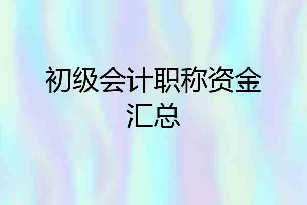 初级会计职称资金汇总