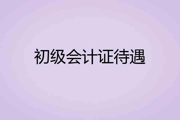 初级会计证待遇
