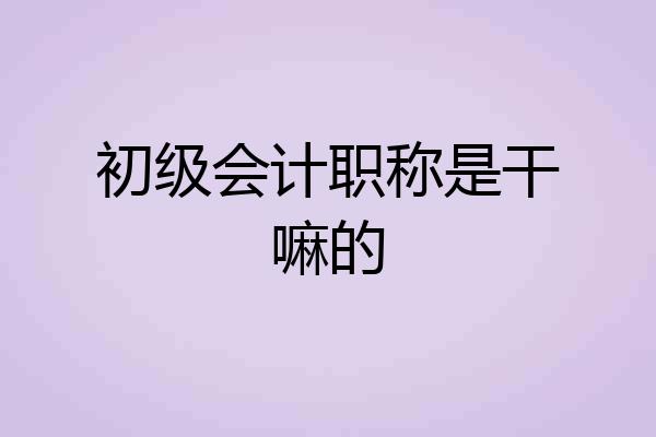 初级会计职称是干嘛的