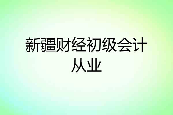 新疆财经初级会计从业
