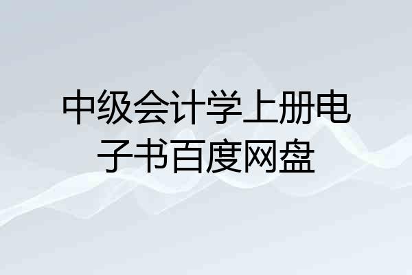 中级会计学上册电子书百度网盘