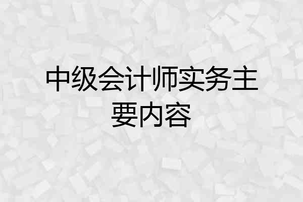 中级会计师实务主要内容
