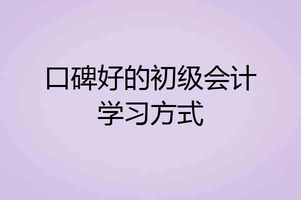 口碑好的初级会计学习方式
