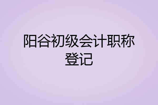 阳谷初级会计职称登记
