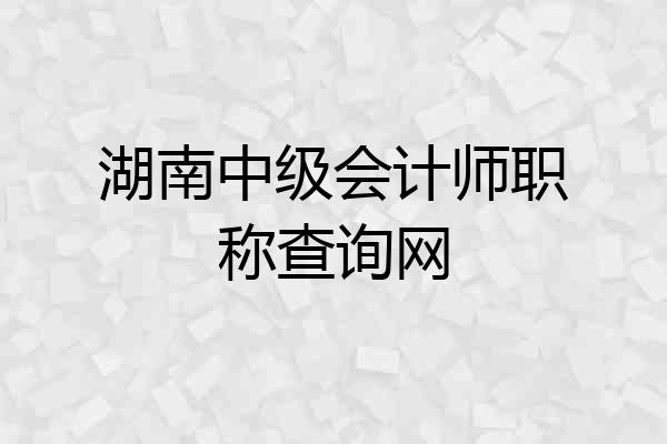湖南中级会计师职称查询网