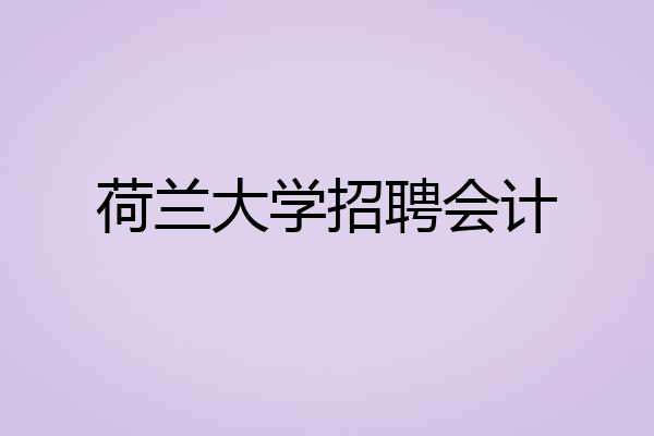 荷兰大学招聘会计
