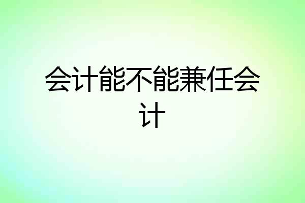 会计能不能兼任会计