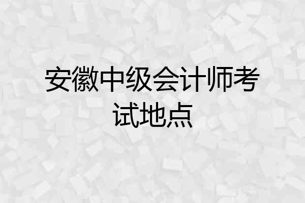 安徽中级会计师考试地点