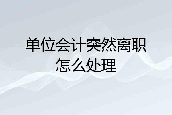 单位会计突然离职怎么处理