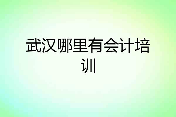 武汉哪里有会计培训