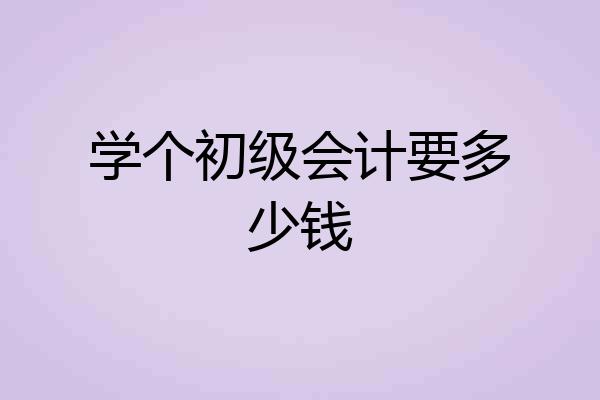 学个初级会计要多少钱