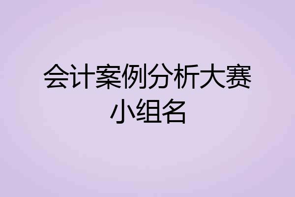 会计案例分析大赛小组名