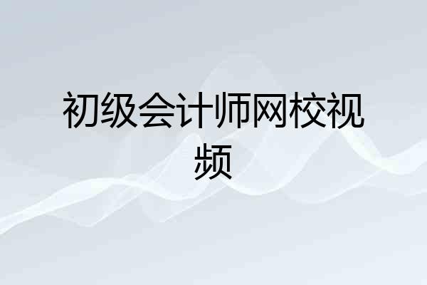 初级会计师网校视频