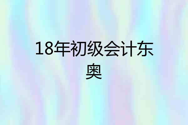 18年初级会计东奥