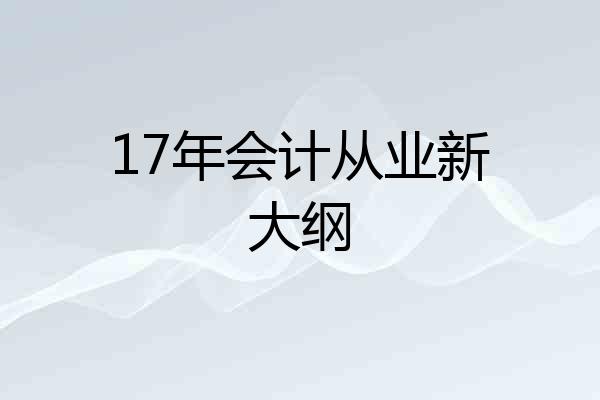 17年会计从业新大纲