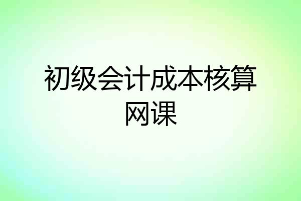 初级会计成本核算网课
