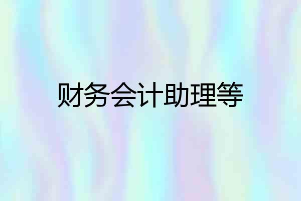 财务会计助理等