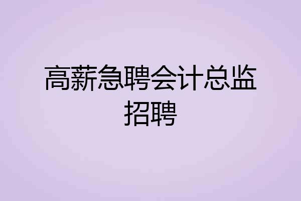 高薪急聘会计总监招聘