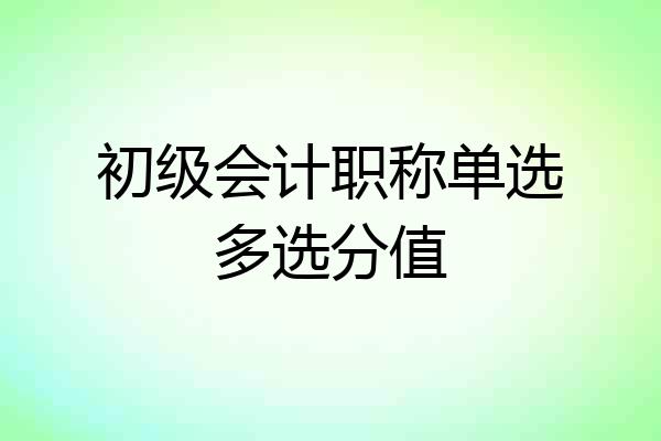 初级会计职称单选多选分值