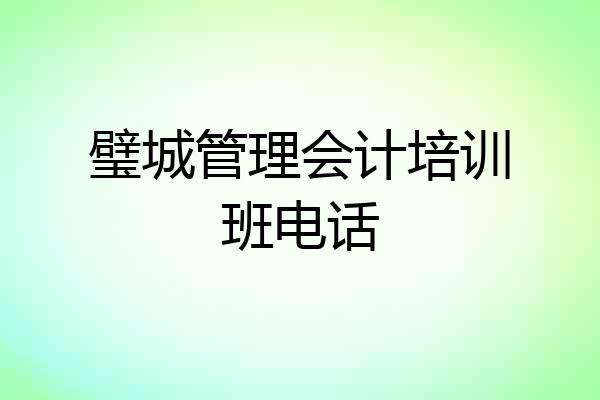 璧城管理会计培训班电话