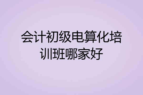 会计初级电算化培训班哪家好