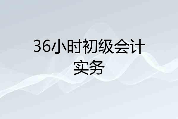 36小时初级会计实务