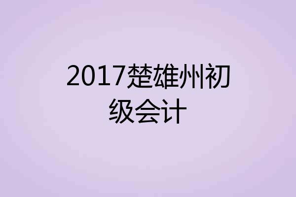 2017楚雄州初级会计