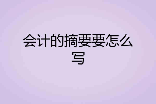 会计的摘要要怎么写