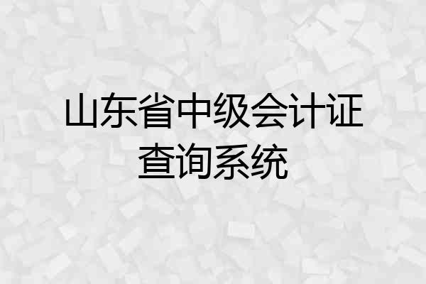 山东省中级会计证查询系统