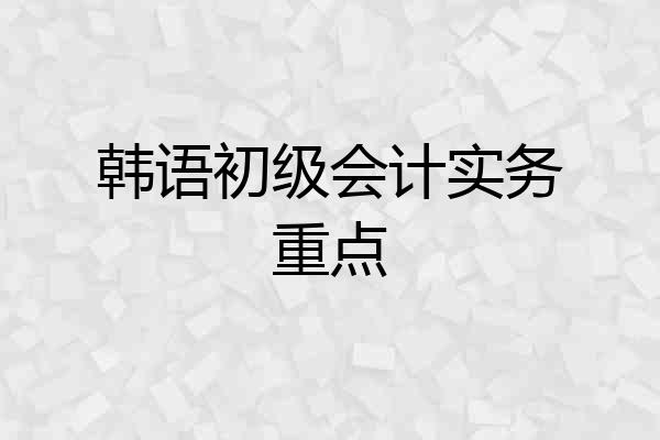 韩语初级会计实务重点