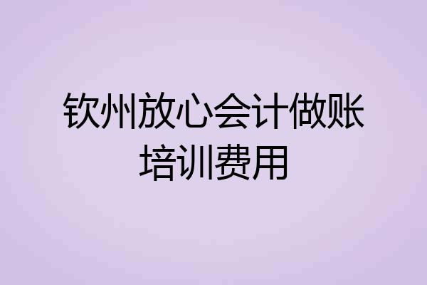 钦州放心会计做账培训费用