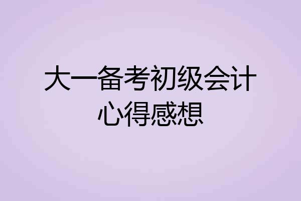 大一备考初级会计心得感想
