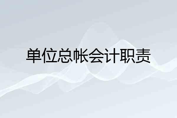 单位总帐会计职责