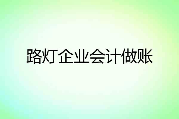 路灯企业会计做账