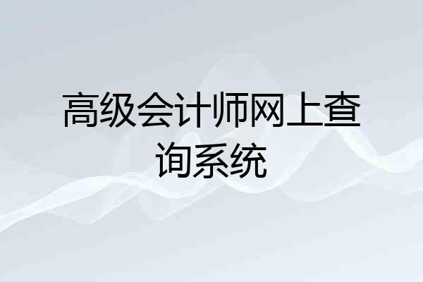 高级会计师网上查询系统