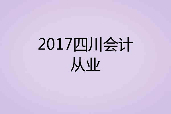 2017四川会计从业