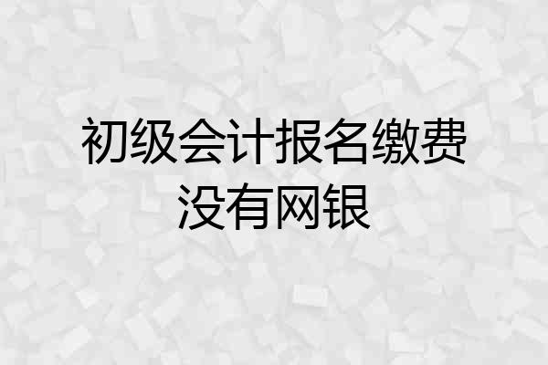 初级会计报名缴费没有网银