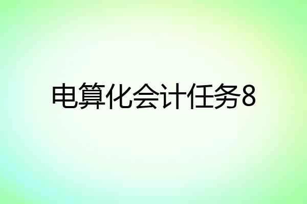 电算化会计任务8