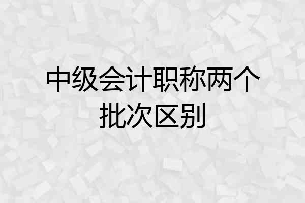 中级会计职称两个批次区别