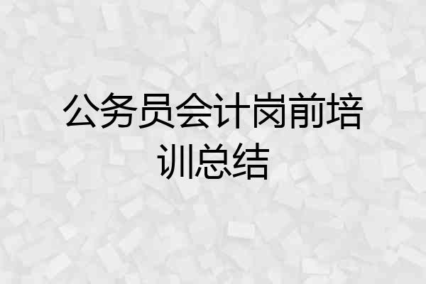 公务员会计岗前培训总结