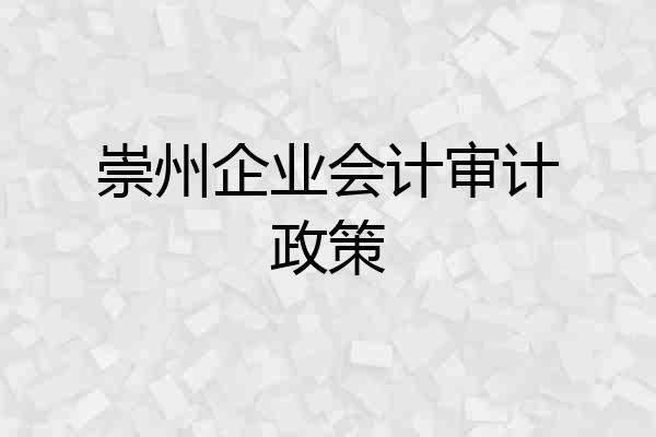 崇州企业会计审计政策