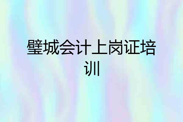 璧城会计上岗证培训